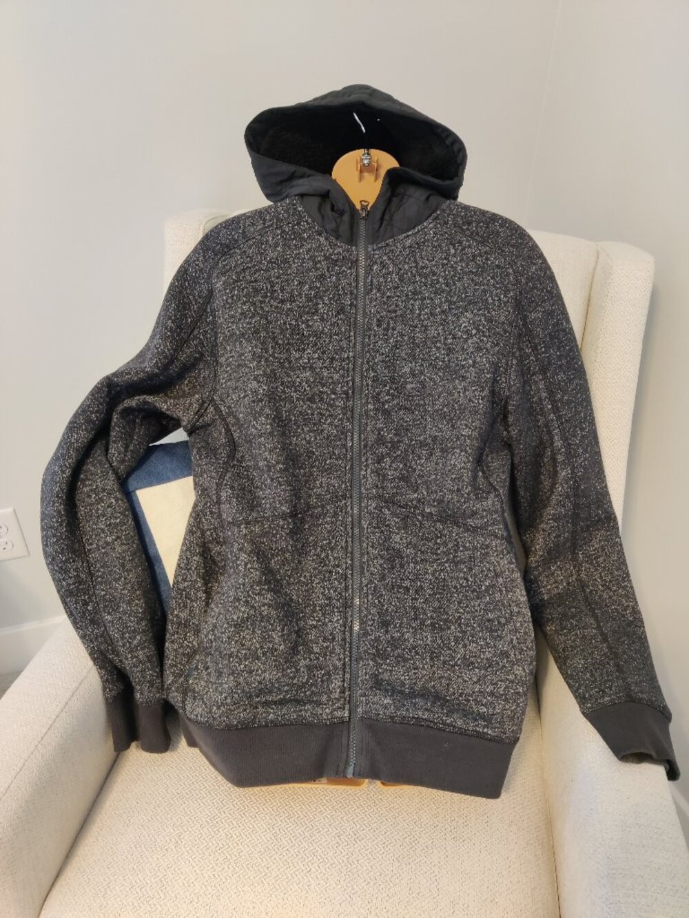 Men's M Black Helix Full Zip Fur Lined Fleece Sweater Jacket Hoodie